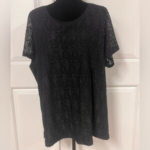isela Plus Size Black Lace Top